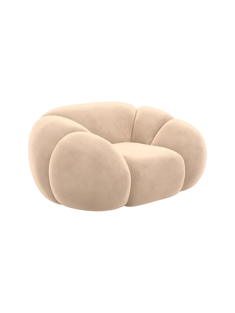 Design Loungesessel „Panda“ mit Samtbezug Samtbezug Beige BLOOMINGLOFT Collection