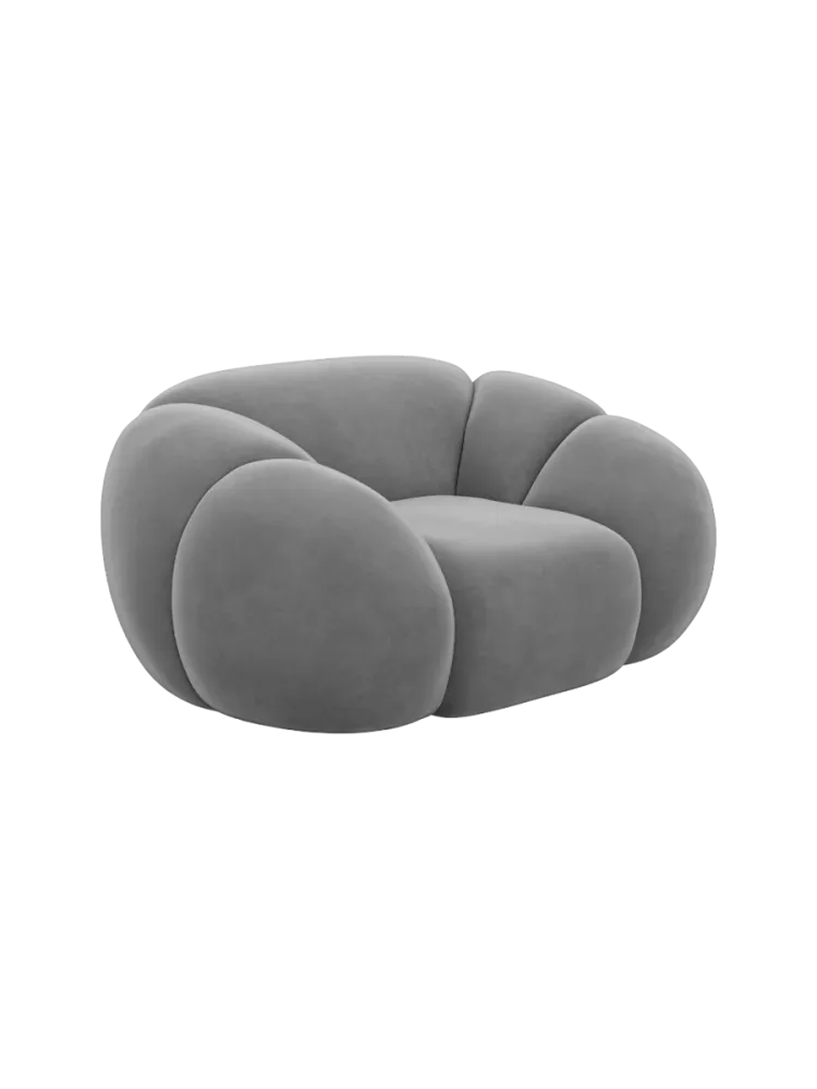 Design Loungesessel „Panda“ mit Samtbezug Samtbezug Dunkelgrau BLOOMINGLOFT Collection