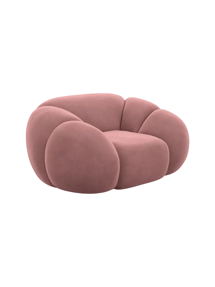Design Loungesessel „Panda“ mit Samtbezug Samtbezug Lachsrosa BLOOMINGLOFT Collection