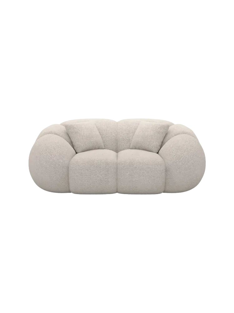 2-Sitzer Design Sofa „Panda“ mit Bouclé-Bezug Bouclé Toffee BLOOMINGLOFT Collection