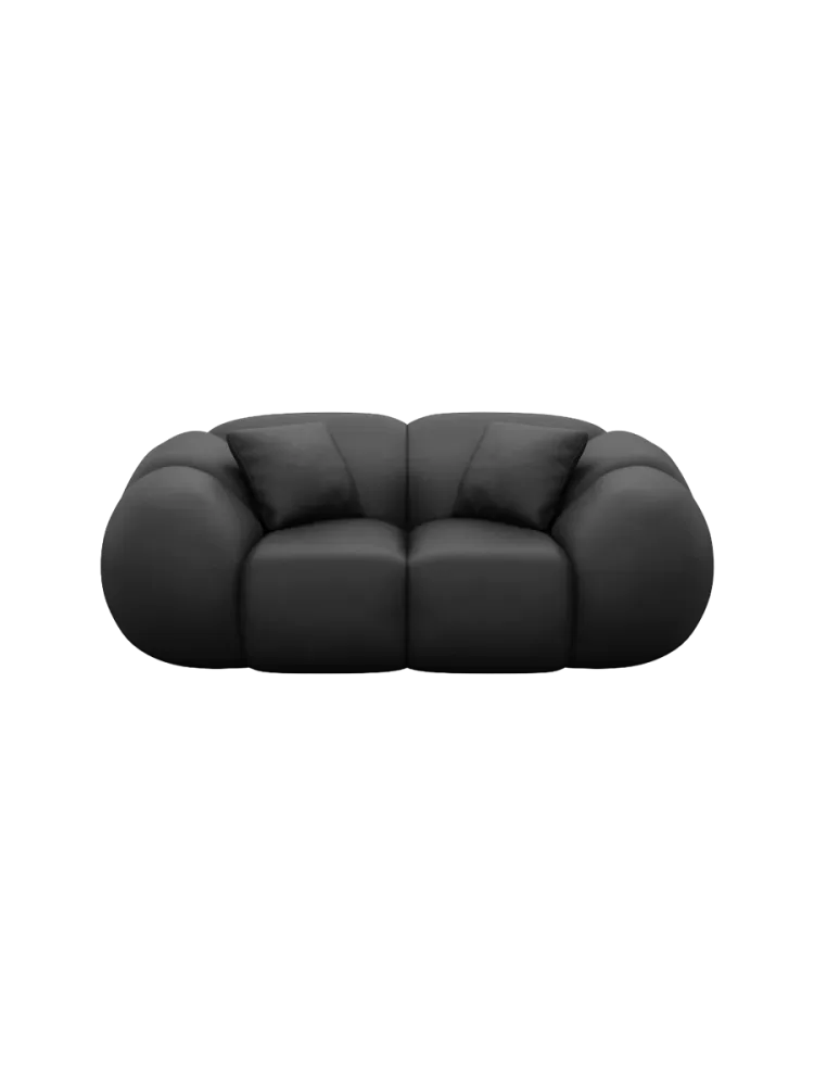 2-Sitzer Design Echtleder Sofa „Panda“ Echtleder Schwarz BLOOMINGLOFT Collection