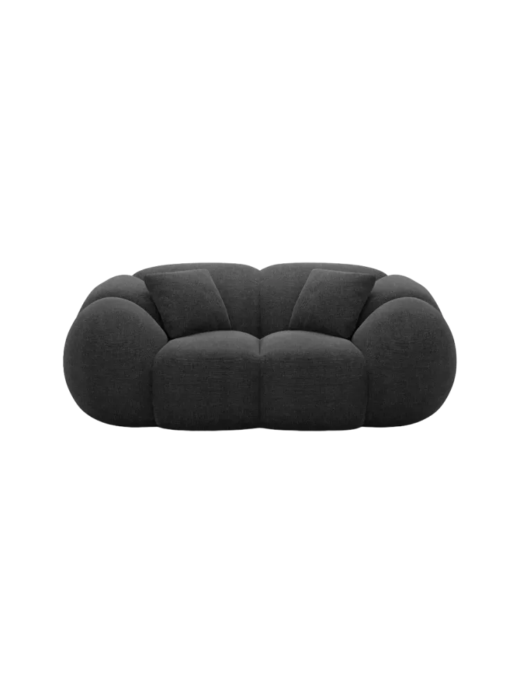 2-Sitzer Design Sofa „Panda“ mit Strukturstoff-Bezug Strukturstoff Schwarz BLOOMINGLOFT Collection
