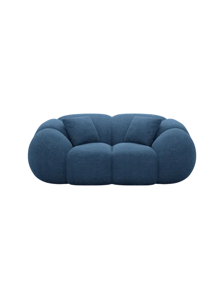 2-Sitzer Design Sofa „Panda“ mit Strukturstoff-Bezug Strukturstoff Dunkelblau BLOOMINGLOFT Collection