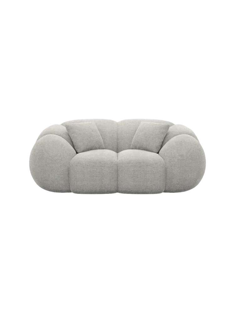2-Sitzer Design Sofa „Panda“ mit Strukturstoff-Bezug Strukturstoff Hellgrau BLOOMINGLOFT Collection