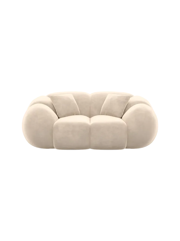 2-Sitzer Design Sofa „Panda“ mit Samtbezug Samtbezug Cream BLOOMINGLOFT Collection