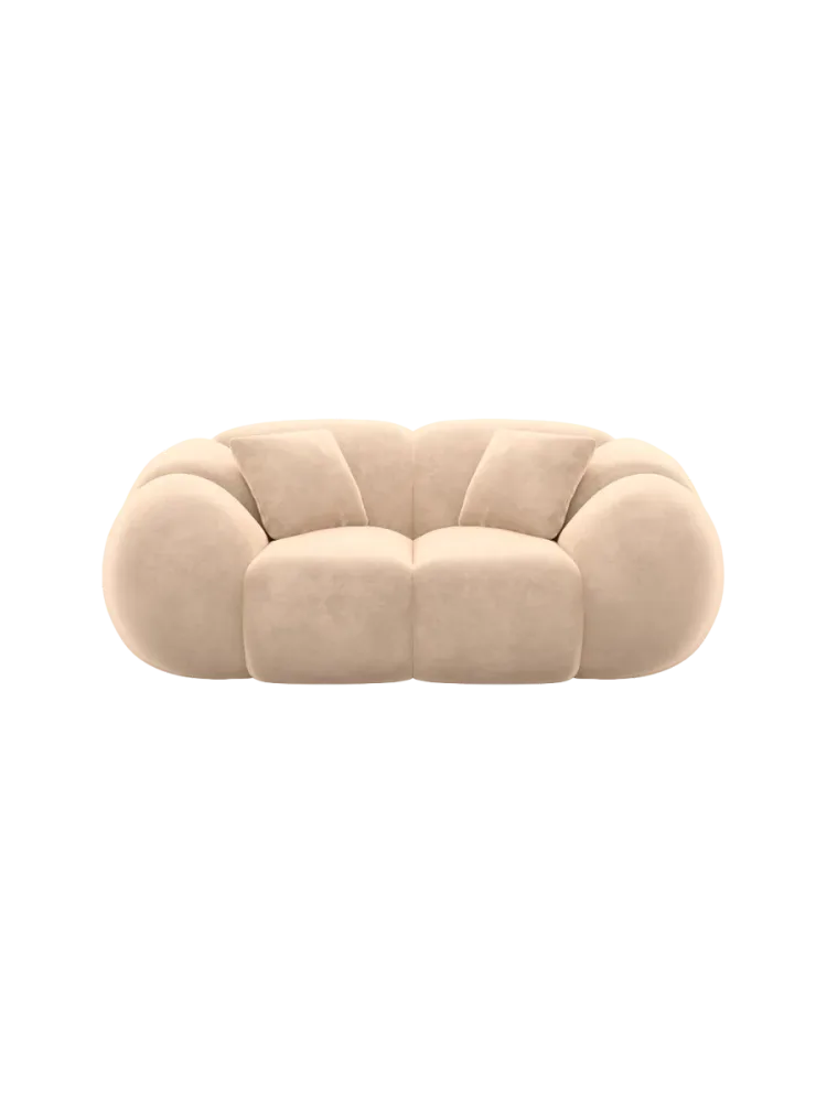2-Sitzer Design Sofa „Panda“ mit Samtbezug Samtbezug Beige BLOOMINGLOFT Collection