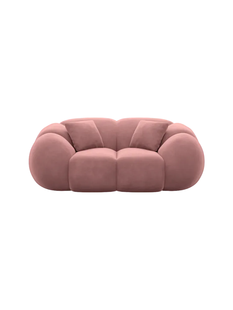 2-Sitzer Design Sofa „Panda“ mit Samtbezug Samtbezug Lachsrosa BLOOMINGLOFT Collection