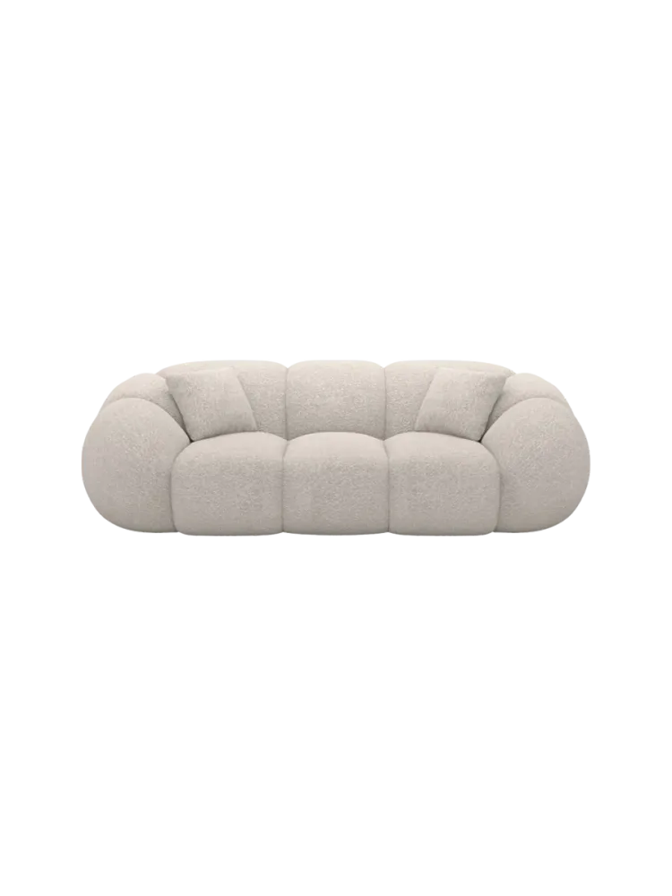 3-Sitzer Design Sofa „Panda“ mit Bouclé-Bezug Bouclé Toffee BLOOMINGLOFT Collection