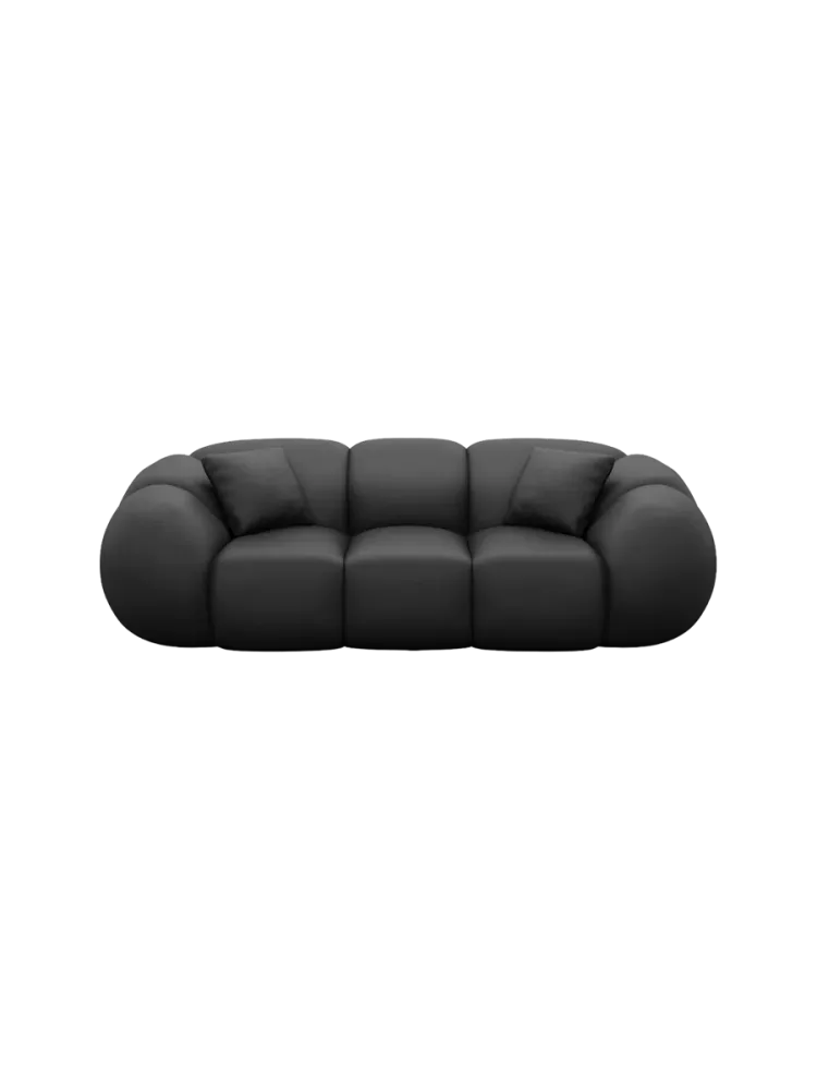 3-Sitzer Design Echtleder Sofa „Panda“ Echtleder Schwarz BLOOMINGLOFT Collection