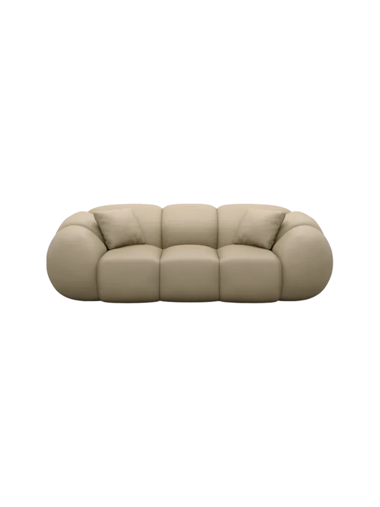 3-Sitzer Design Echtleder Sofa „Panda“ Echtleder Beige dunkel BLOOMINGLOFT Collection
