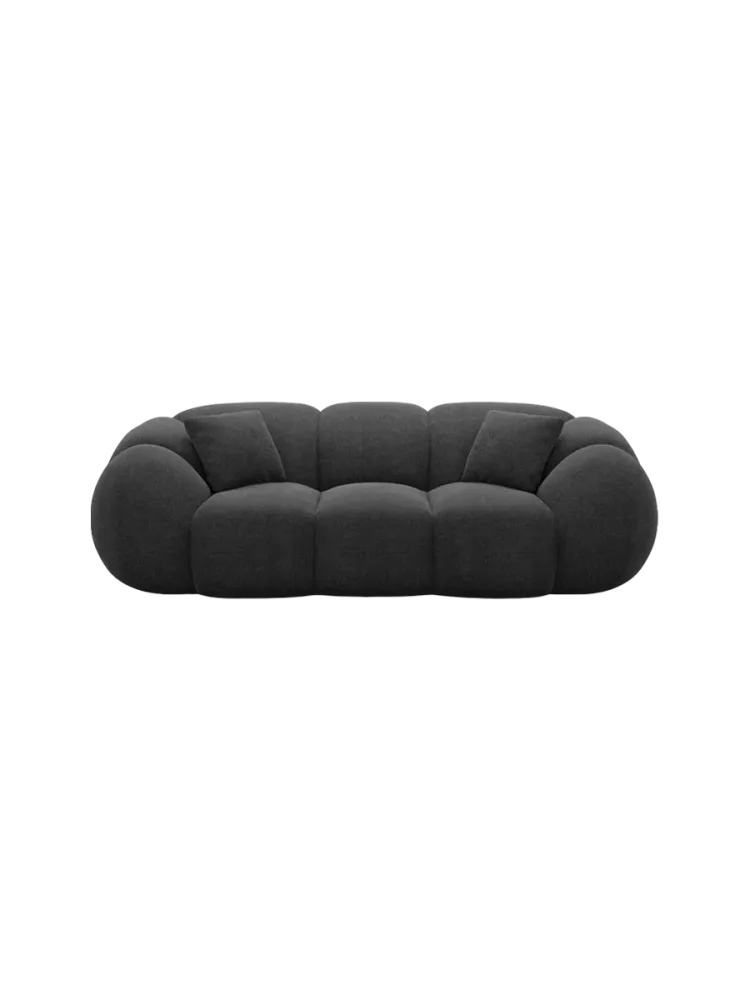 3-Sitzer Design Sofa „Panda“ mit Strukturstoff-Bezug Strukturstoff Schwarz BLOOMINGLOFT Collection