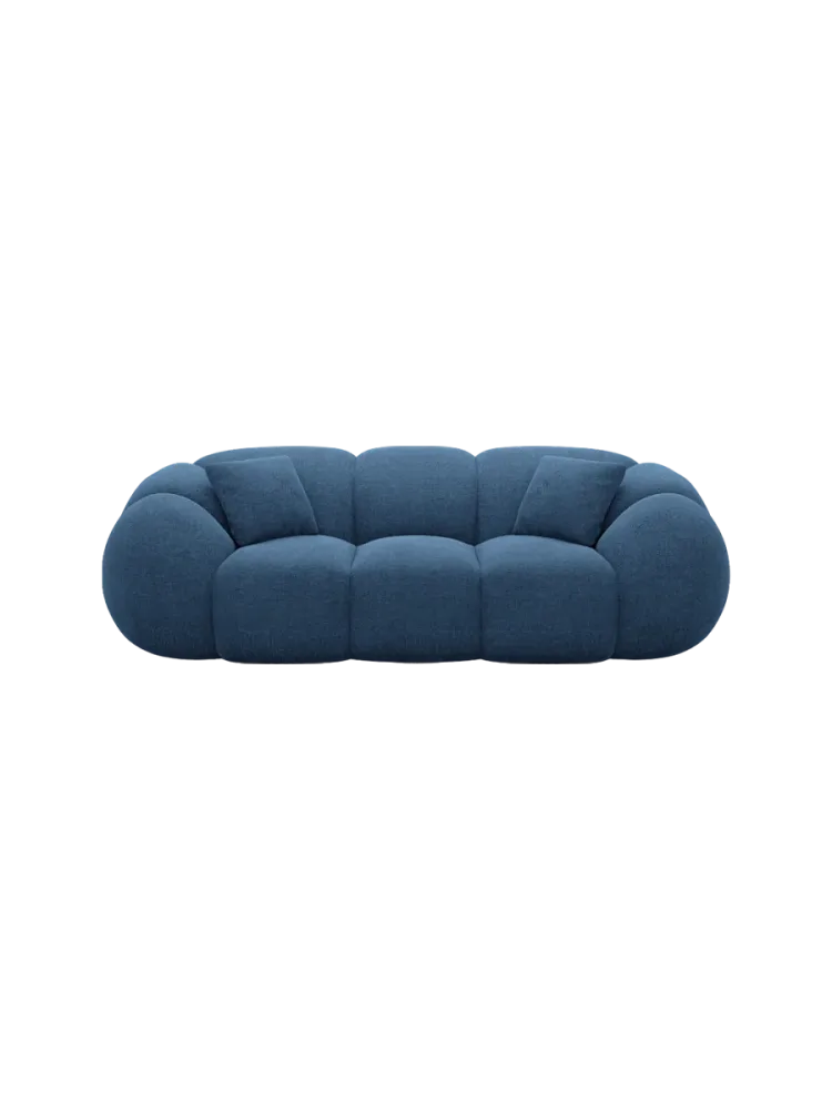 3-Sitzer Design Sofa „Panda“ mit Strukturstoff-Bezug Strukturstoff Dunkelblau BLOOMINGLOFT Collection