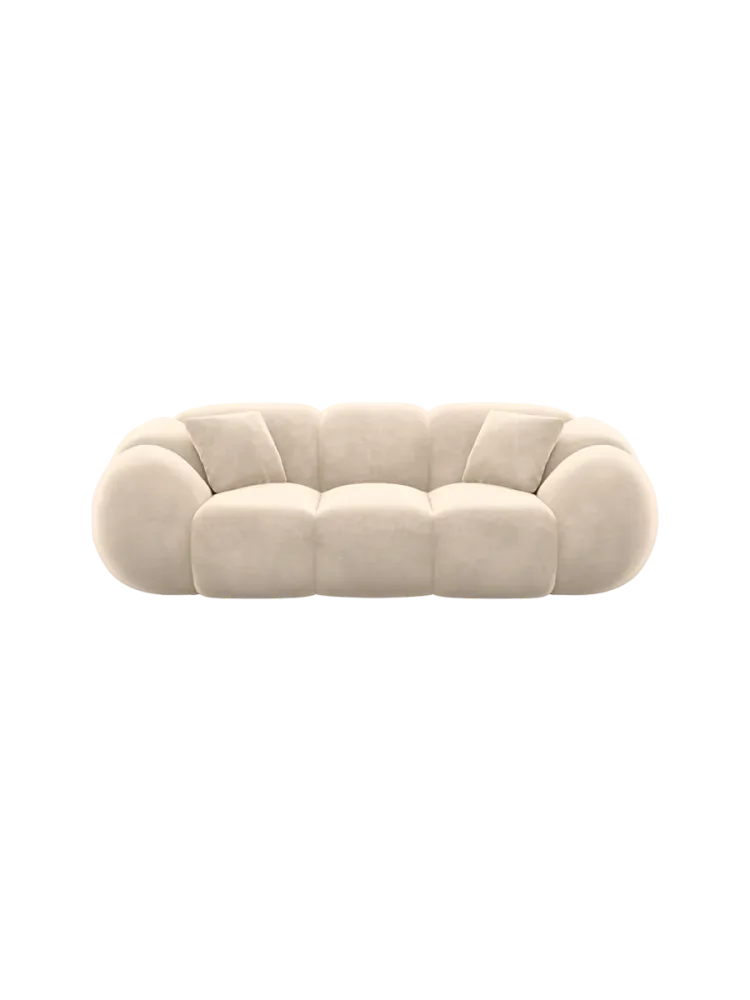 3-Sitzer Design Sofa „Panda“ mit Samtbezug Samtbezug Cream BLOOMINGLOFT Collection