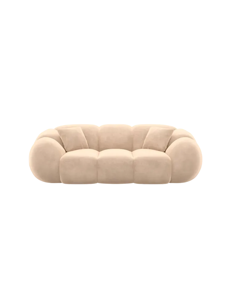 3-Sitzer Design Sofa „Panda“ mit Samtbezug Samtbezug Beige BLOOMINGLOFT Collection
