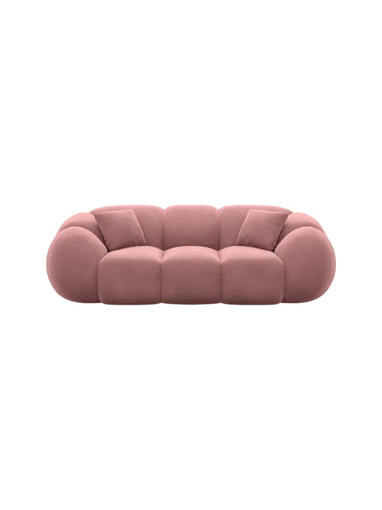 3-Sitzer Design Sofa „Panda“ mit Samtbezug Samtbezug Lachsrosa BLOOMINGLOFT Collection