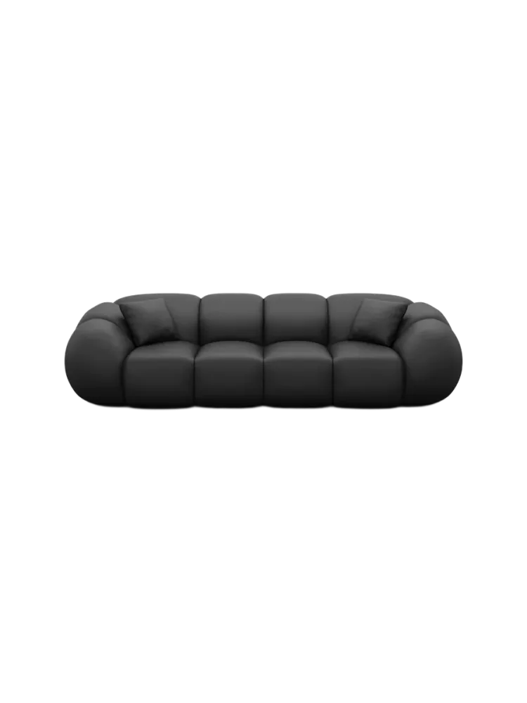 4-Sitzer Design Echtleder Sofa „Panda“ Echtleder Schwarz BLOOMINGLOFT Collection