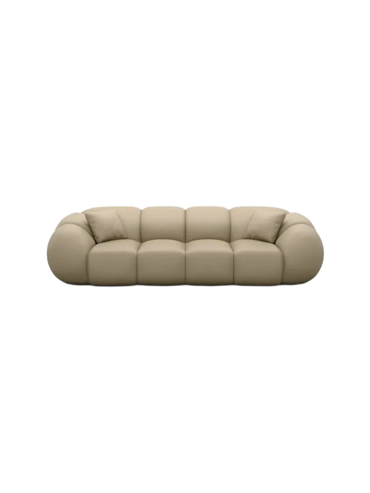 4-Sitzer Design Echtleder Sofa „Panda“ Echtleder Beige dunkel BLOOMINGLOFT Collection