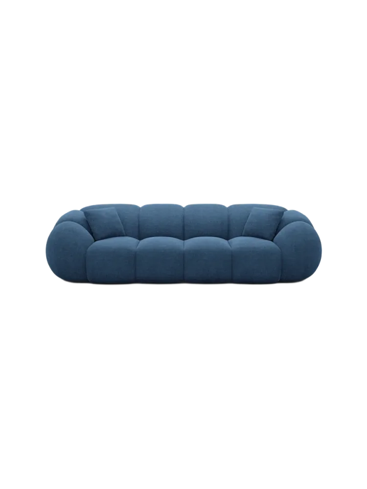 4-Sitzer Design Sofa „Panda“ mit Strukturstoff-Bezug Strukturstoff Dunkelblau BLOOMINGLOFT Collection