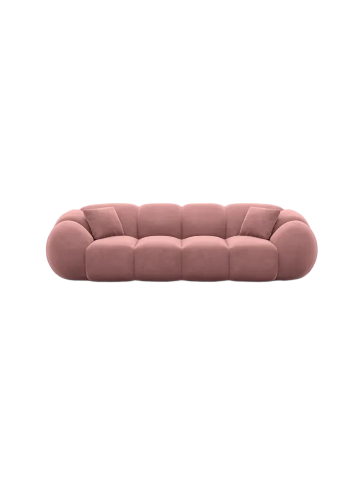 4-Sitzer Design Sofa „Panda“ mit Samtbezug Samtbezug Lachsrosa BLOOMINGLOFT Collection