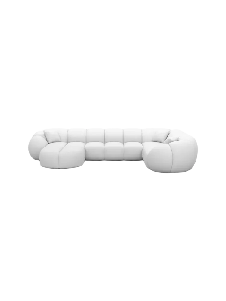 6-Sitzer Design Echtleder Panorama-Sofa „Panda XL“ Echtleder White BLOOMINGLOFT Collection