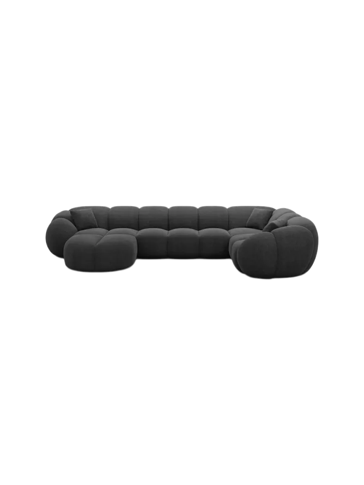 6-Sitzer Design Panorama-Sofa „Panda XL“ mit Strukturstoff-Bezug Strukturstoff Schwarz BLOOMINGLOFT Collection