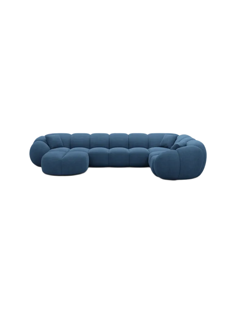 6-Sitzer Design Panorama-Sofa „Panda XL“ mit Strukturstoff-Bezug Strukturstoff Dunkelblau BLOOMINGLOFT Collection
