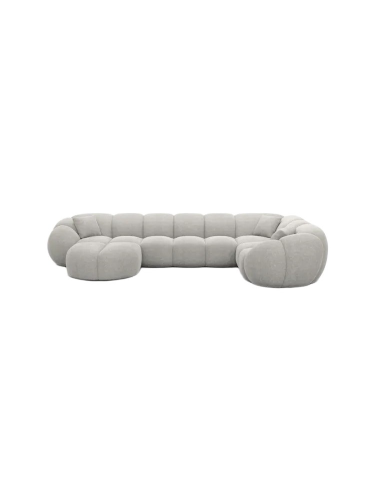 6-Sitzer Design Panorama-Sofa „Panda XL“ mit Strukturstoff-Bezug Strukturstoff Hellgrau BLOOMINGLOFT Collection