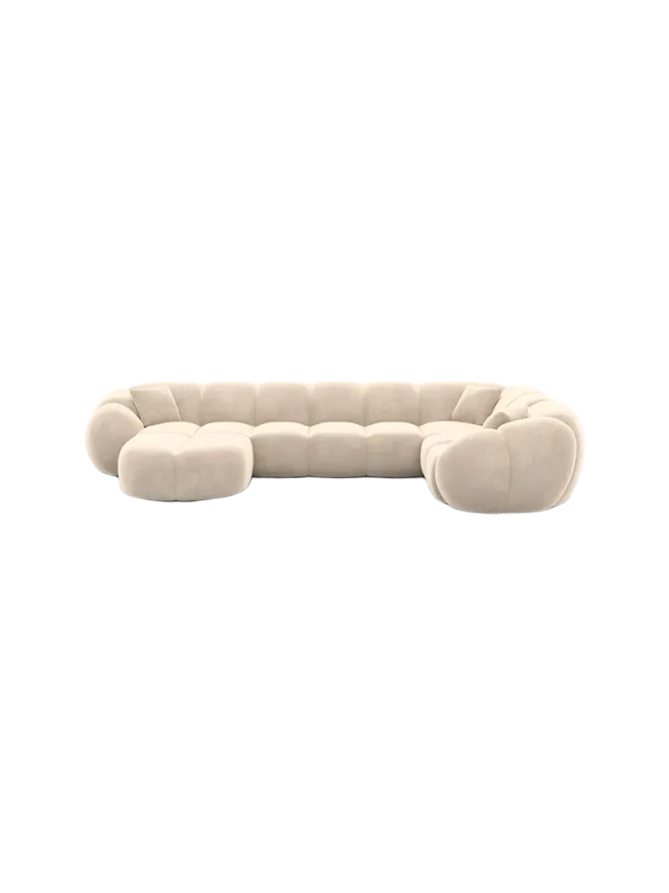 6-Sitzer Design Panorama-Sofa „Panda XL“ mit Samtbezug Samtbezug Cream BLOOMINGLOFT Collection