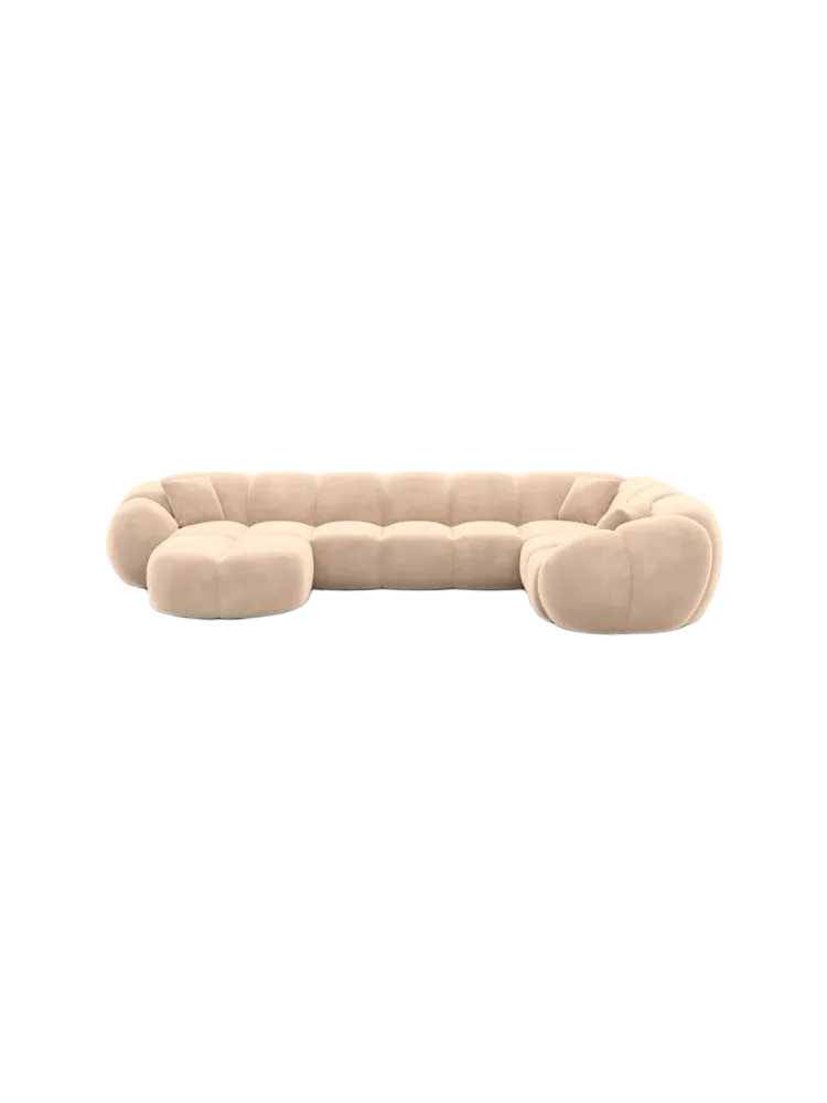 6-Sitzer Design Panorama-Sofa „Panda XL“ mit Samtbezug Samtbezug Beige BLOOMINGLOFT Collection