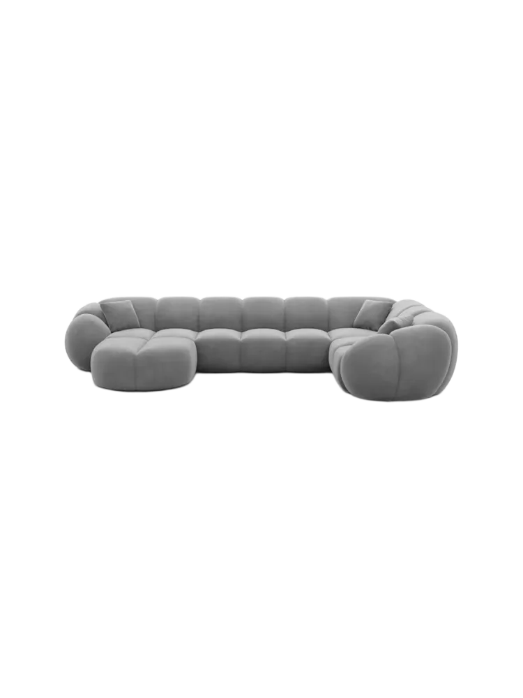 6-Sitzer Design Panorama-Sofa „Panda XL“ mit Samtbezug Samtbezug Dunkelgrau BLOOMINGLOFT Collection