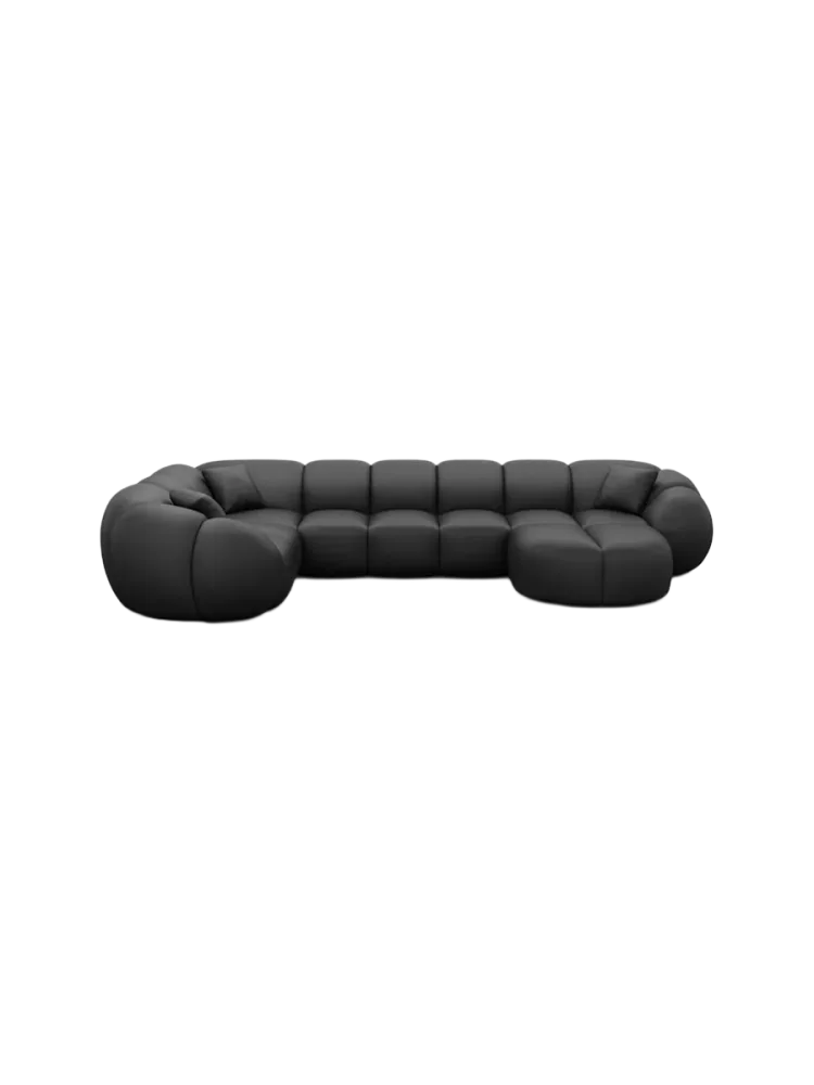 6-Sitzer Design Echtleder Panorama-Sofa „Panda XL“ Echtleder Schwarz BLOOMINGLOFT Collection