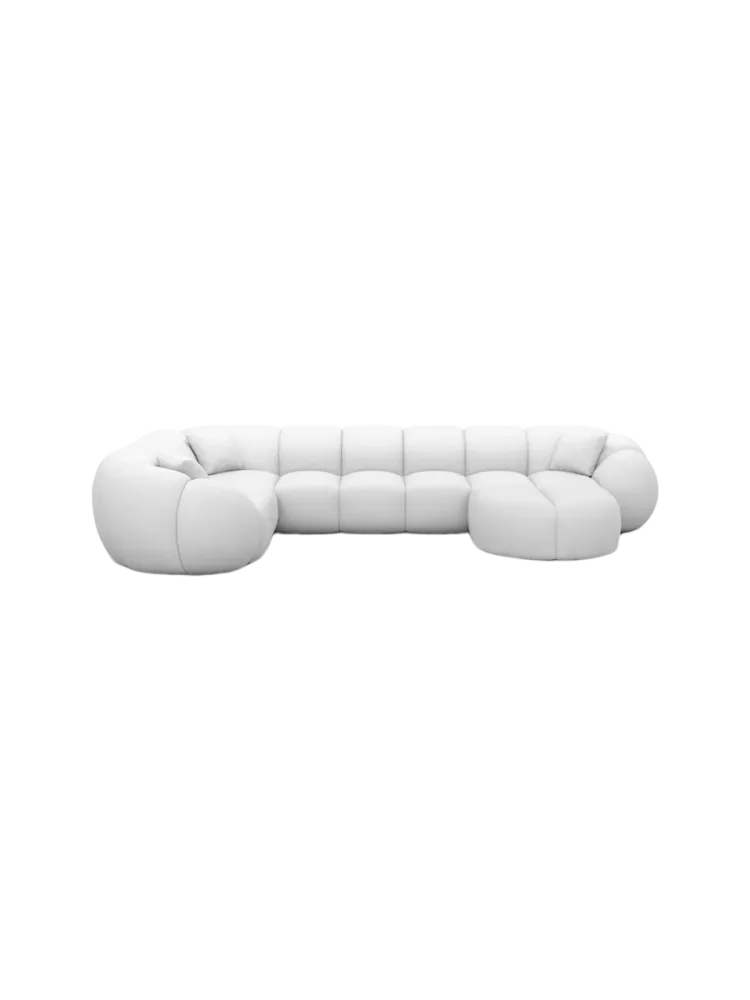 6-Sitzer Design Echtleder Panorama-Sofa „Panda XL“ Echtleder White BLOOMINGLOFT Collection