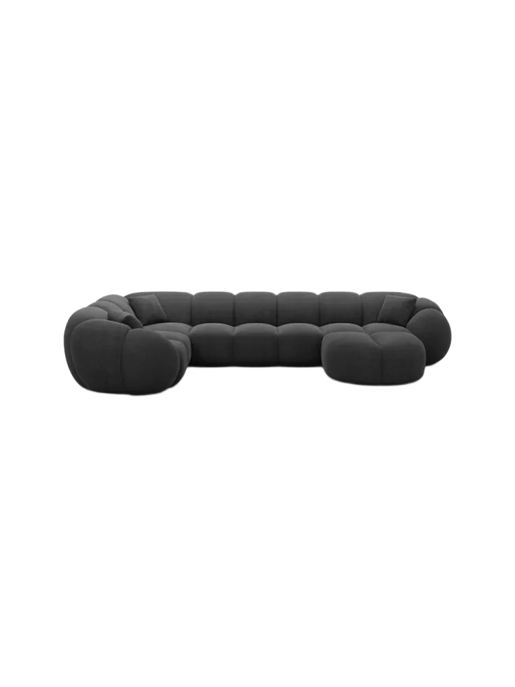 6-Sitzer Design Panorama-Sofa „Panda XL“ mit Strukturstoff-Bezug Strukturstoff Schwarz BLOOMINGLOFT Collection