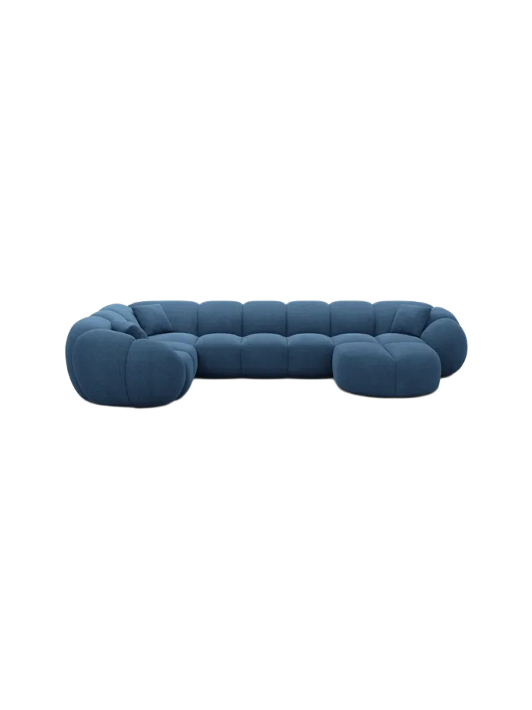 6-Sitzer Design Panorama-Sofa „Panda XL“ mit Strukturstoff-Bezug Strukturstoff Dunkelblau BLOOMINGLOFT Collection