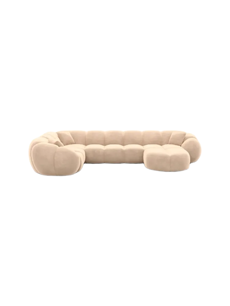 6-Sitzer Design Panorama-Sofa „Panda XL“ mit Samtbezug Samtbezug Beige BLOOMINGLOFT Collection