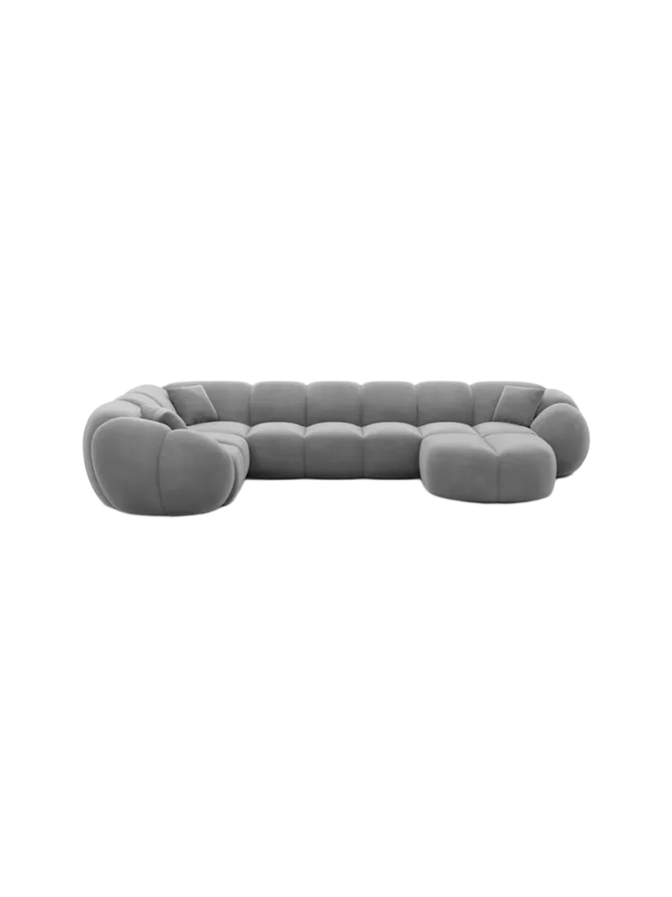 6-Sitzer Design Panorama-Sofa „Panda XL“ mit Samtbezug Samtbezug Dunkelgrau BLOOMINGLOFT Collection