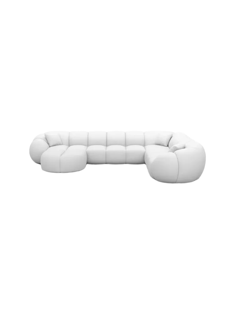 7-Sitzer Design Echtleder Panorama-Sofa „Panda XXL“ Echtleder White BLOOMINGLOFT Collection