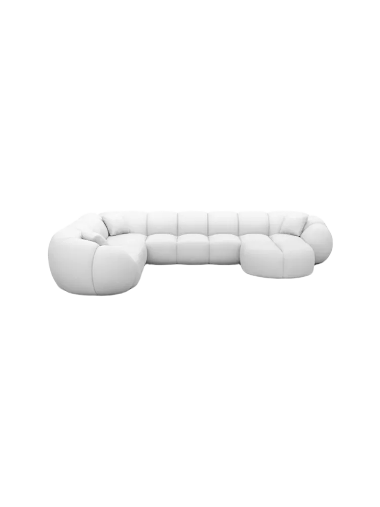 7-Sitzer Design Echtleder Panorama-Sofa „Panda XXL“ Echtleder White BLOOMINGLOFT Collection