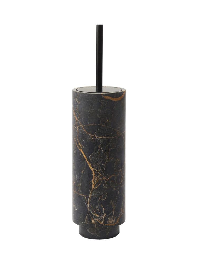 Handgefertigter, luxuriöser Toilettenbürstenhalter „Porto“ aus Marmor, Schwarz Aquanova