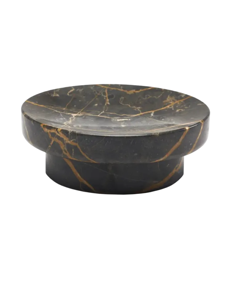 Handgefertigte, luxuriöse Seifenschale „Porto“ aus Marmor, Schwarz Aquanova