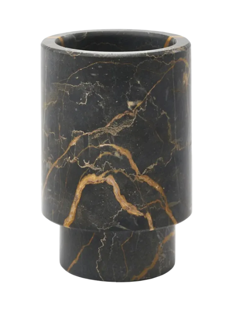 Handgefertigter, luxuriöser Zahnputzbecher „Porto“ aus Marmor, Schwarz Aquanova