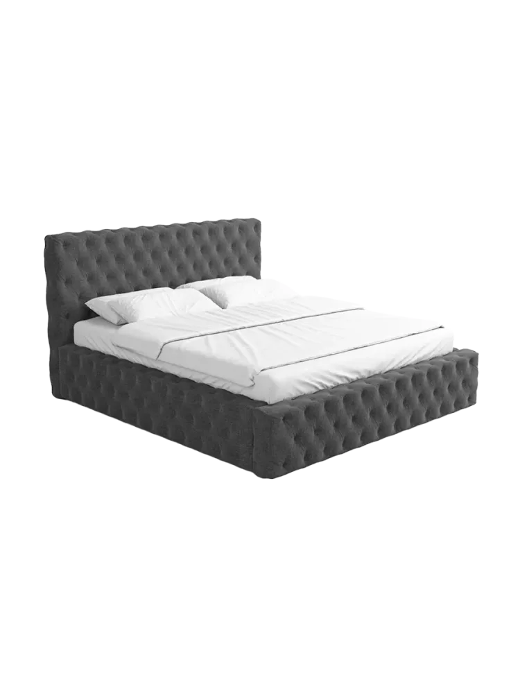 Design Polsterbett „Perla“ mit Ablagefach, Webstoff Anthrazit Strukturstoff Anthrazit BLOOMINGLOFT Collection