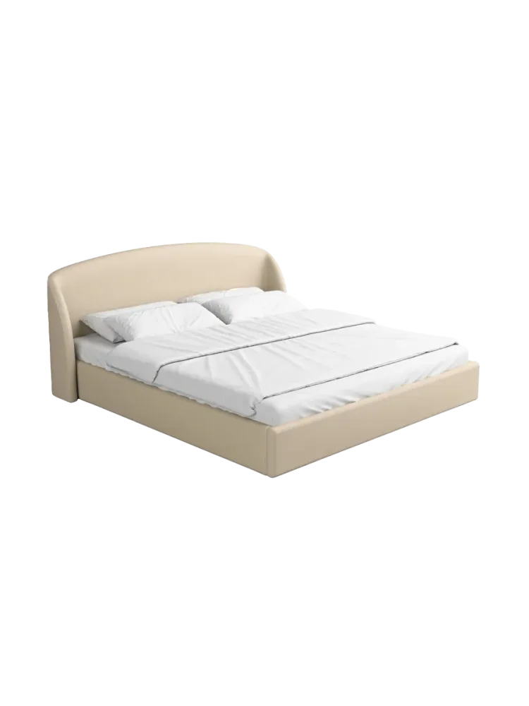 Design Polsterbett „Riva“ mit Ablagefach, Kunstleder Beige BLOOMINGLOFT Collection