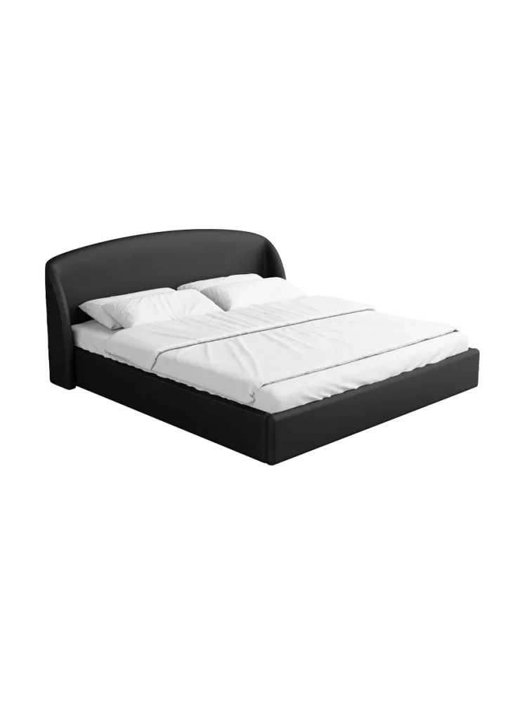 Design Polsterbett „Riva“ mit Ablagefach, Kunstleder Schwarz BLOOMINGLOFT Collection