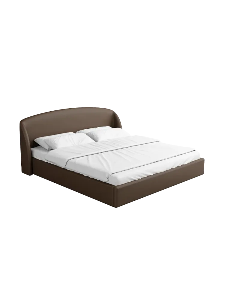 Design Polsterbett „Riva“ mit Ablagefach, Kunstleder Dunkelbraun BLOOMINGLOFT Collection