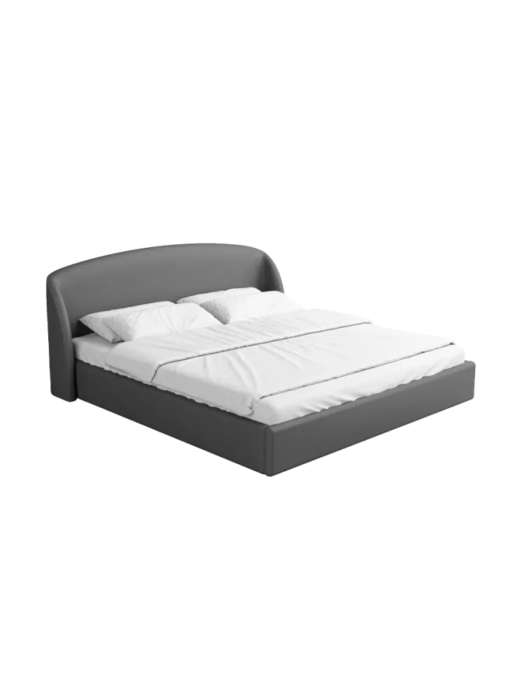 Design Polsterbett „Riva“ mit Ablagefach, Kunstleder Grau BLOOMINGLOFT Collection