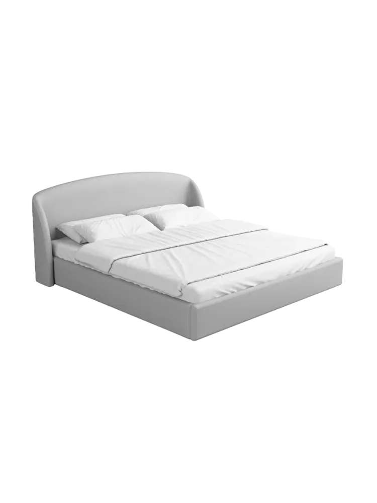 Design Polsterbett „Riva“ mit Ablagefach, Kunstleder Hellgrau BLOOMINGLOFT Collection