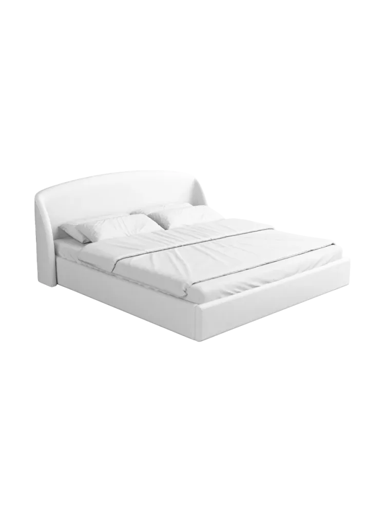 Design Polsterbett „Riva“ mit Ablagefach, Kunstleder Weiss BLOOMINGLOFT Collection