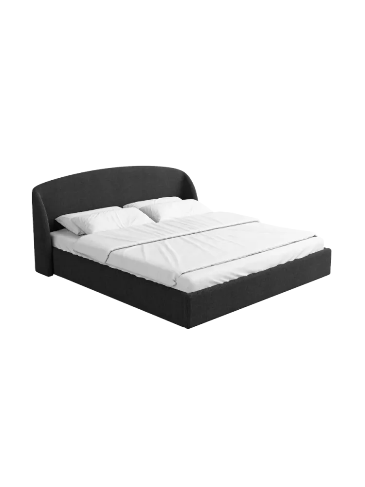 Design Polsterbett „Riva“ mit Ablagefach, Webstoff Schwarz Strukturstoff Schwarz BLOOMINGLOFT Collection