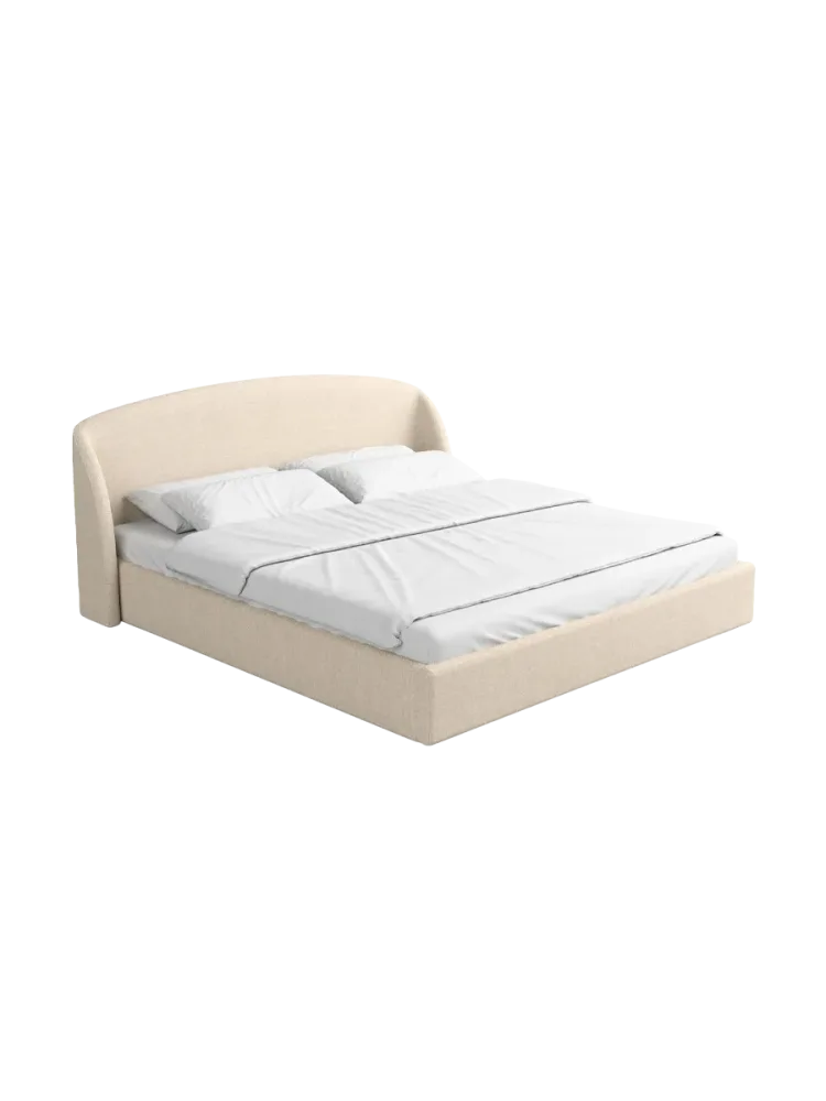 Design Polsterbett „Riva“ mit Ablagefach, Webstoff Cream Strukturstoff Cream BLOOMINGLOFT Collection